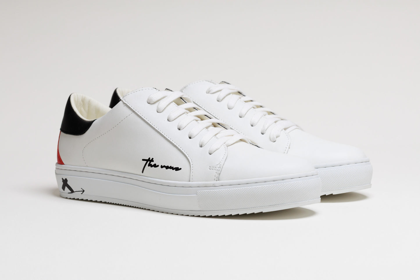 Spanish White Leather Low top With Black & Red Leather Finishing
