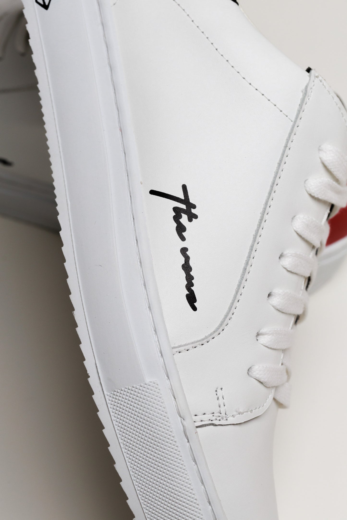 Spanish White Leather Low top With Black & Red Leather Finishing