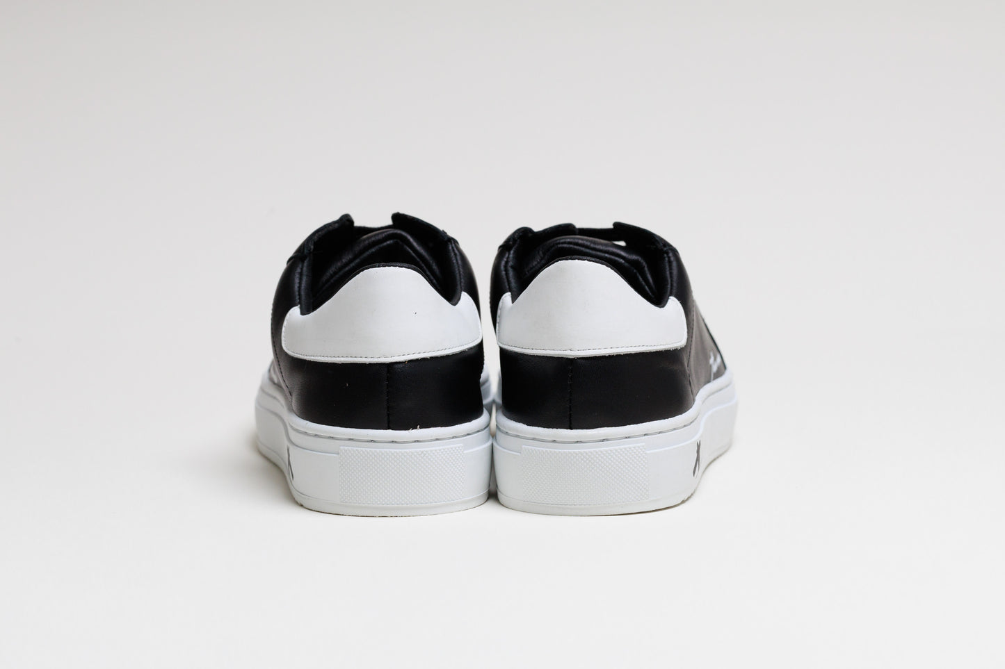 Spanish Black Leather Low Top With White Leather Finishing