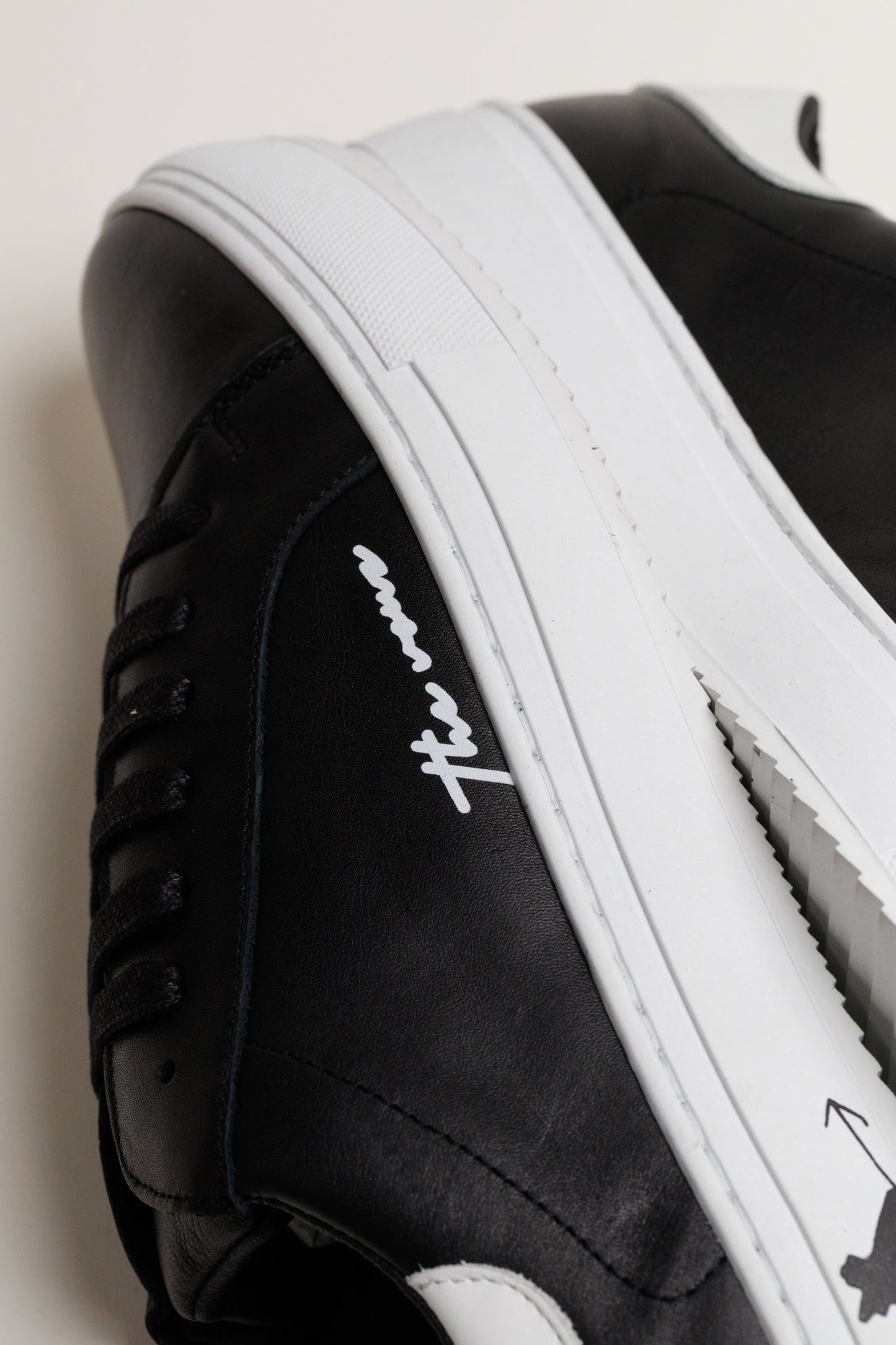 Spanish Black Leather Low Top With White Leather Finishing