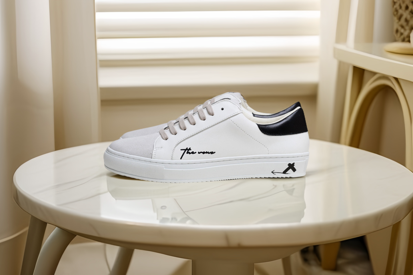 Spanish White Leather Low top with Spanish Suede and White Leather Finishing