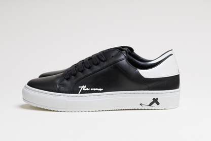 Spanish Black Leather Low Top With White Leather Finishing